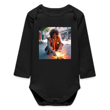 Der Brennende Mann 03 - Baby Organic Langarmbody - Schwarz - Vorne