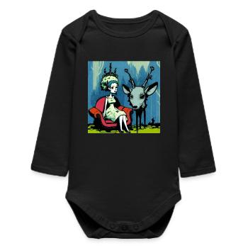 Psychedelic deer 01 - Baby Organic Long-Sleeved Bodysuit - black - Front