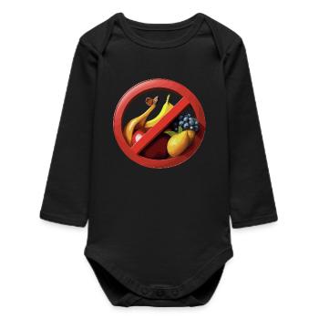 Fruit abstinence with prohibition signs - Baby Organic Long-Sleeved Bodysuit - black - Front