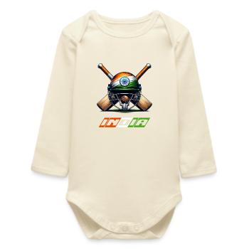 India elephant cricket helmet design - Baby Organic Long-Sleeved Bodysuit - soft Ecru - Front