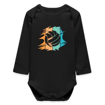 retro abstract volleyball vintage design beach - Baby Organic Long-Sleeved Bodysuit - black - Front