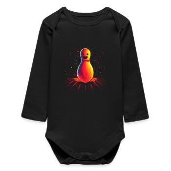 Dessin animé Bowling Retrowave - Body bébé manches longues biologique - noir - Devant