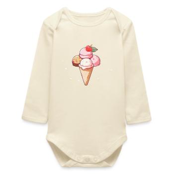 Crème glacée - Body bébé manches longues biologique - écru doux - Devant