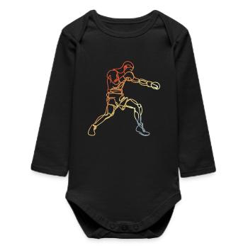 Boxes in retro look - Baby Organic Long-Sleeved Bodysuit - black - Front