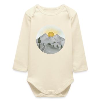 Mountain idyll at sunset in spring - Baby Organic Long-Sleeved Bodysuit - soft Ecru - Front