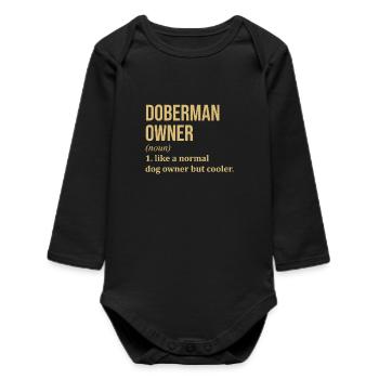 Dobermann - Baby Organic Langarmbody - Schwarz - Vorne
