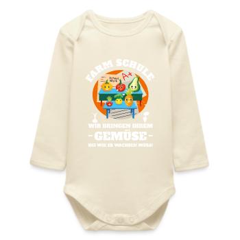 Farm School of Vegetables - Baby Organic Long-Sleeved Bodysuit - soft Ecru - Front