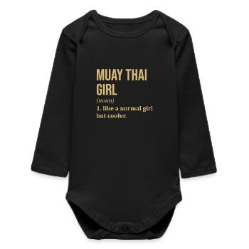 Muay Thai - Baby Organic Long-Sleeved Bodysuit - black - Front