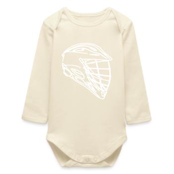 Lacrosse Helmet Sketch - Baby Organic Long-Sleeved Bodysuit - soft Ecru - Front