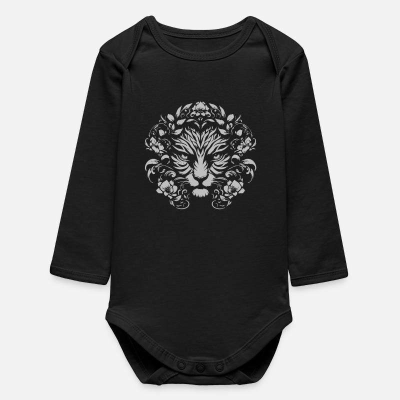 Tree Face Ornament - Baby Organic Long-Sleeved Bodysuit - black