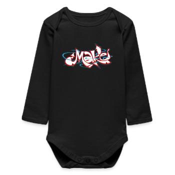 Graffiti rouge du mot faire - Body bébé manches longues biologique - noir - Devant