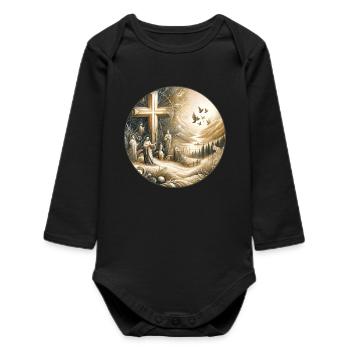 Kreuz des Glaubens - Baby Organic Langarmbody - Schwarz - Vorne
