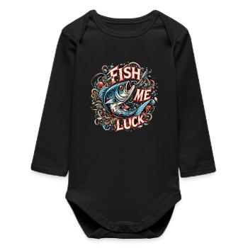 Pêchez-moi un cadeau de pêche porte-bonheur - Body bébé manches longues biologique - noir - Devant