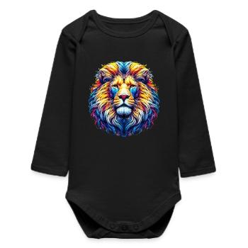 Lion - Baby Organic Long-Sleeved Bodysuit - black - Front