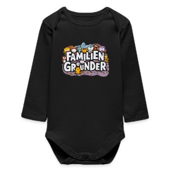 Familiengründer Cartoon Design - Baby Organic Langarmbody - Schwarz - Vorne