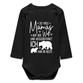 So viele Mamas Beste Mama Baby Muttertag Geschenk - Baby Organic Langarmbody - Schwarz - Vorne