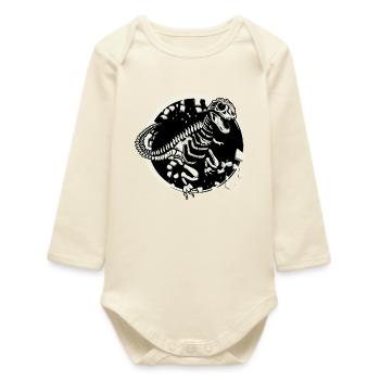 Dinosaur Skeleton Tyrannosaurus Rex Dino Fossil - Baby Organic Long-Sleeved Bodysuit - soft Ecru - Front