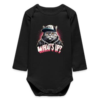 BKH British Shorthair Cat Tabby Gangster - Body bébé manches longues biologique - noir - Devant