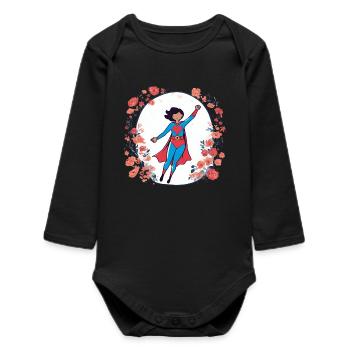 Super-Mom - Baby Organic Long-Sleeved Bodysuit - black - Front