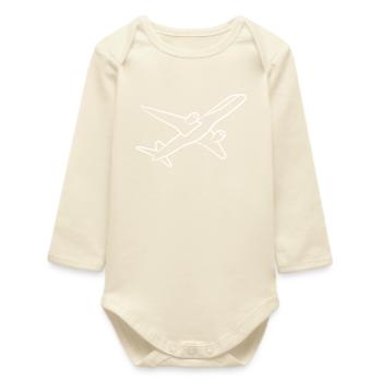 Airplane Sketch - Baby Organic Long-Sleeved Bodysuit - soft Ecru - Front