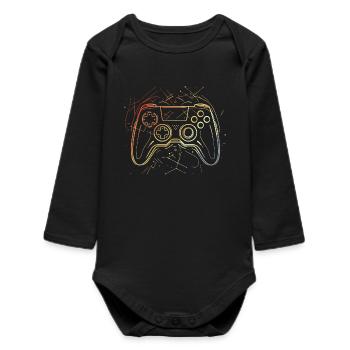 Manette de jeu Sketch Retro - Body bébé manches longues biologique - noir - Devant
