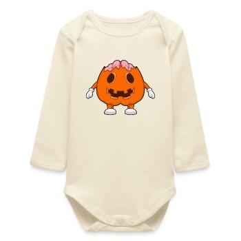 Gehirn Halloween Kürbis - Baby Organic Langarmbody - Natur - Vorne