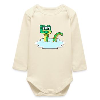 Snake Diver Snorkel Diving - Baby Organic Long-Sleeved Bodysuit - soft Ecru - Front