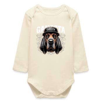 Bloodhound Gangsta Gangster Dog Gift - Baby Organic Long-Sleeved Bodysuit - soft Ecru - Front