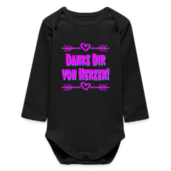 DANKE DIR VON HERZEN - Baby Organic Langarmbody - Schwarz - Vorne