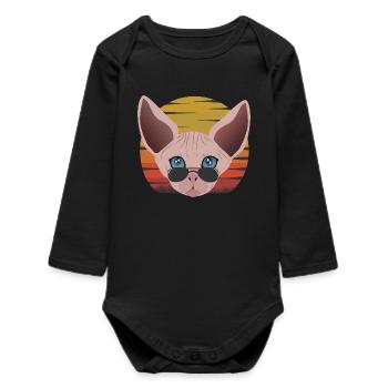 sphinx cat sunset - Baby Organic Long-Sleeved Bodysuit - black - Front