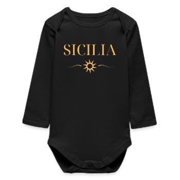 Soleil sicilien motif côtier - Body bébé manches longues biologique - noir - Devant