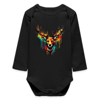 Deer - Baby Organic Long-Sleeved Bodysuit - black - Front