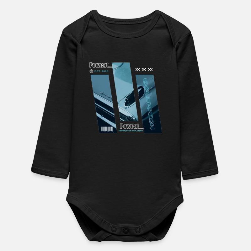 Never Stop Exploring - Baby Organic Long-Sleeved Bodysuit - black