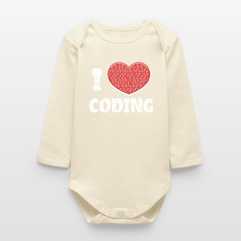 Developer Heart Coding Statement Programmer Baby Organic Long-Sleeved Bodysuit