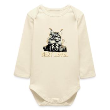 Maine Coon Cat Next Level Suit Success Gift - Baby Organic Long-Sleeved Bodysuit - soft Ecru - Front