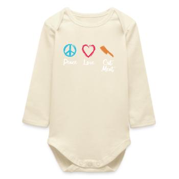 Frieden Liebe Fleisch schneiden - Baby Organic Langarmbody - Natur - Vorne