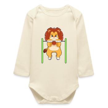 Lion Bodybuilder Pull-ups Bodybuilding - Baby Organic Long-Sleeved Bodysuit - soft Ecru - Front