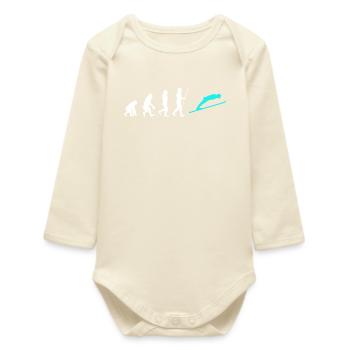 Schifahren Wintersport Evolution Skifahrer Winter - Baby Organic Langarmbody - Natur - Vorne