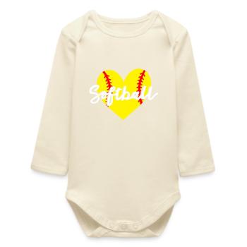 Softball Herz - Baby Organic Langarmbody - Natur - Vorne