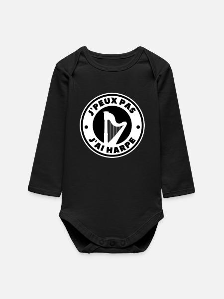 je peux pas j'ai harpe - Body bébé manches longues biologique - noir