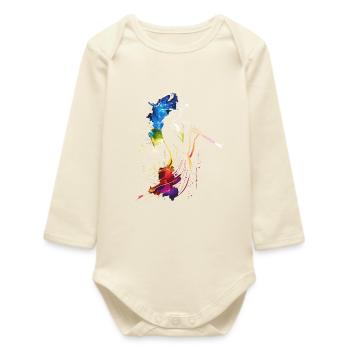 Flute player Retrowave - Baby Organic Long-Sleeved Bodysuit - soft Ecru - Front