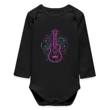 Ukulele Sketch Retro - Baby Organic Long-Sleeved Bodysuit - black - Front