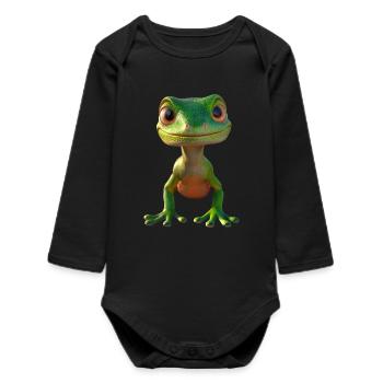 Gecko Lizard Reptile Geckos Lizard Iguana Gekko - Baby Organic Long-Sleeved Bodysuit - black - Front