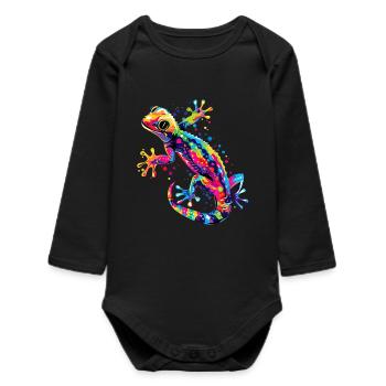 Gecko Lizard Reptile Geckos Lizard Iguana Gekko - Baby Organic Long-Sleeved Bodysuit - black - Front