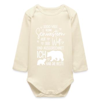 So viele Schwestern Eisbär Beste kleine Schwester - Baby Organic Langarmbody - Natur - Vorne