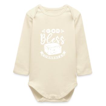 God bless the cornbread - Baby Organic Long-Sleeved Bodysuit - soft Ecru - Front