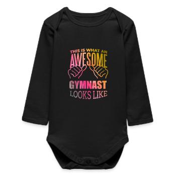 Gymnastics - Baby Organic Long-Sleeved Bodysuit - black - Front