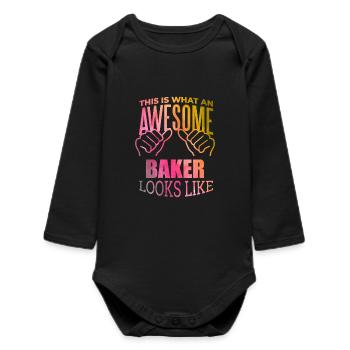 Backen - Baby Organic Langarmbody - Schwarz - Vorne