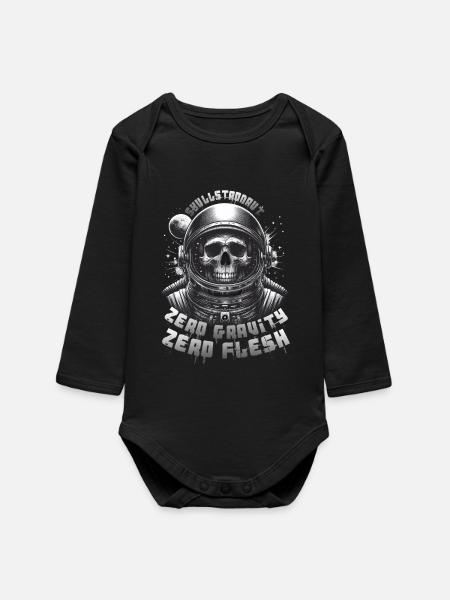 Skull Astronaut: Skullstronaut, Zero Gravity - Baby Organic Long-Sleeved Bodysuit - black