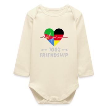 Eritrea and Germany 100% friendship - Baby Organic Long-Sleeved Bodysuit - soft Ecru - Front
